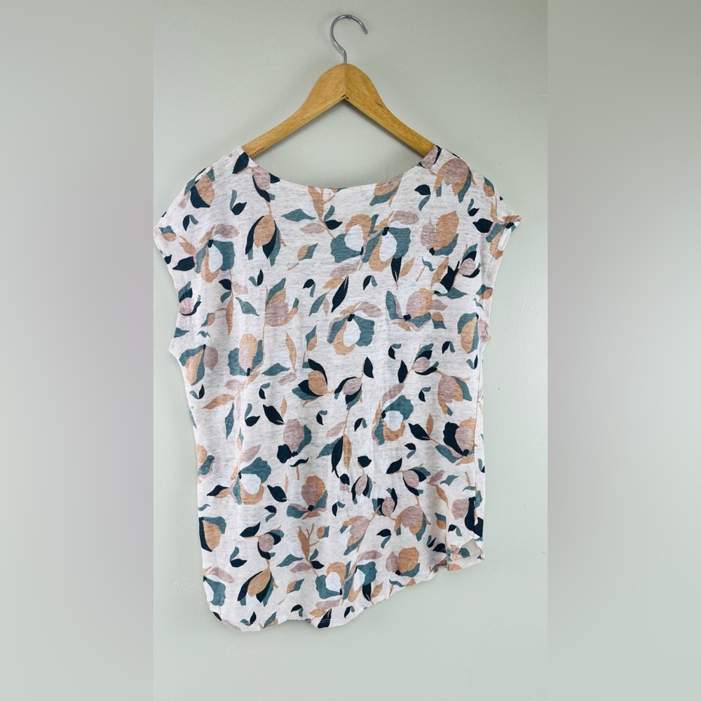 Rachel Zoe 100% Linen Floral Print Mid-Length Top | Size L - Picture 2 of 5